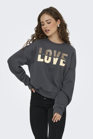 Only Trui ONLTAMMIE L/S LEO PRINT O-NECK SWT 15356179 PHANTOM/LOVE