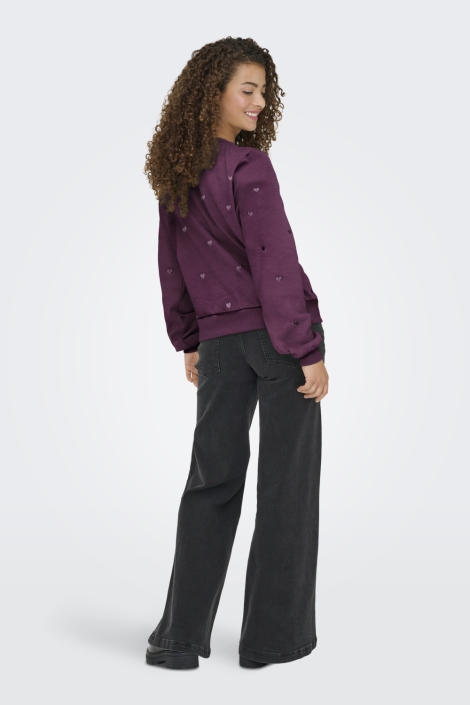 Only bordeaux dames sweater | Model achteraanzicht