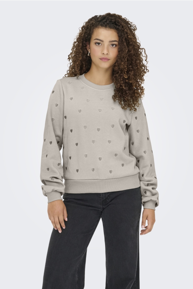 Only beige dames sweater | Model vooraanzicht