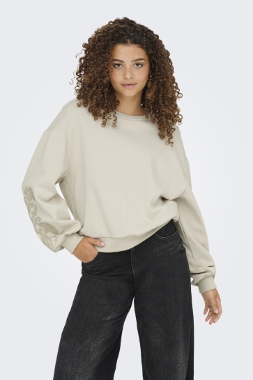 Only Trui ONLBROOKLYN L/S EMBROIDERY BOX SWT 15355805 BIRCH/BOHO FLOWERS