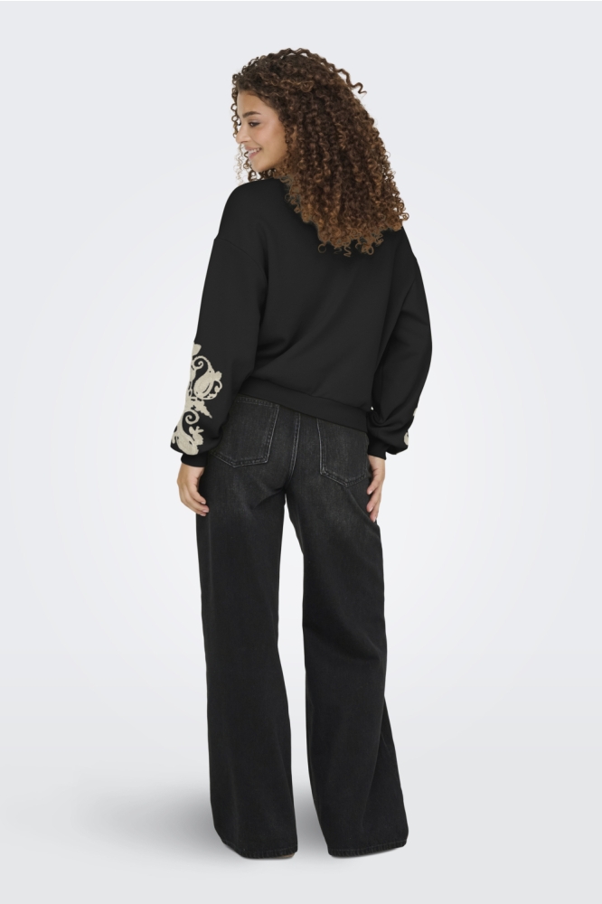 Only zwarte dames sweater | Model achteraanzicht