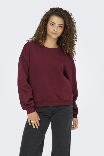 Only Trui ONLBROOKLYN L/S EMBROIDERY BOX SWT 15355805 CABERNET/BOHONFLOWERS