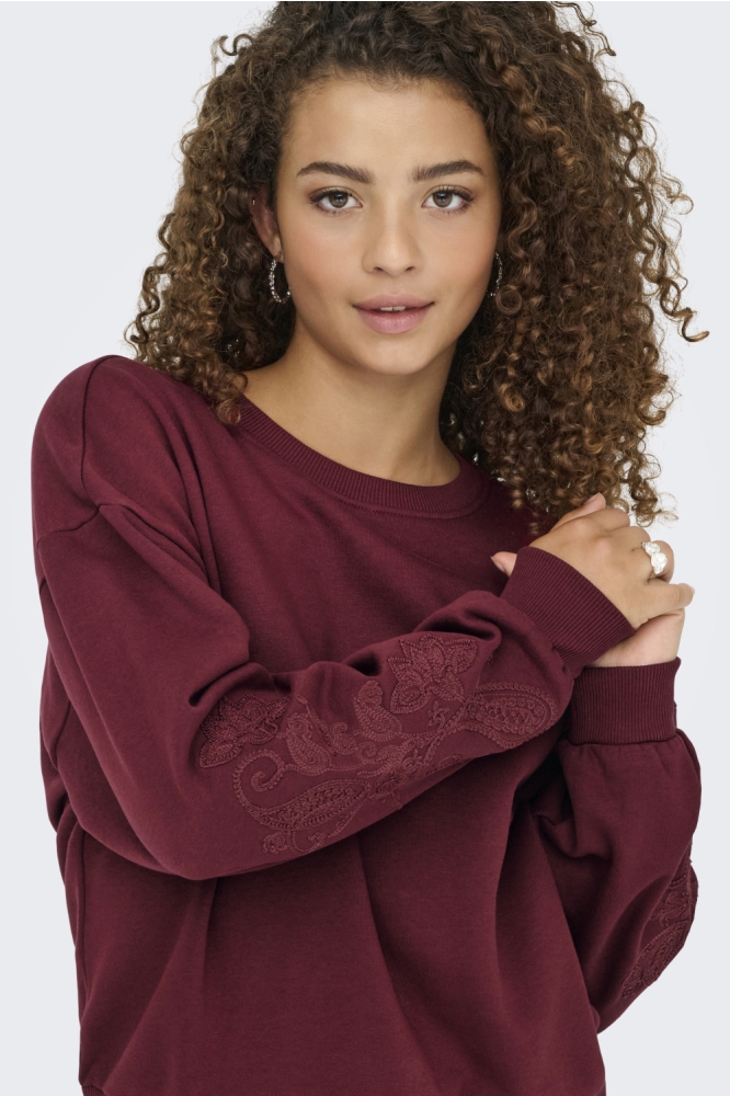 Only bordeaux dames sweater | Close up