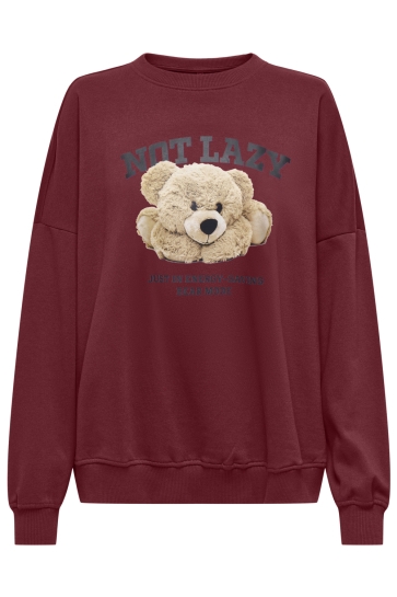 Only Trui ONLBILA L/S BEAR O-NECK SWT 15356052 Cabernet/Lazy