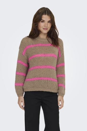 Only Trui ONLALYSSA LIFE LS O-NECK KNT 15353248 COCOA CREMEL/KNOCKOUT