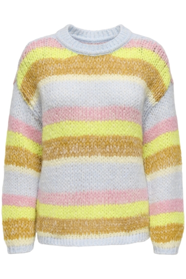 Only Trui ONLALYSSA LIFE LS O-NECK KNT 15353248 KENTUCKY BLUE/SEA P/LIME