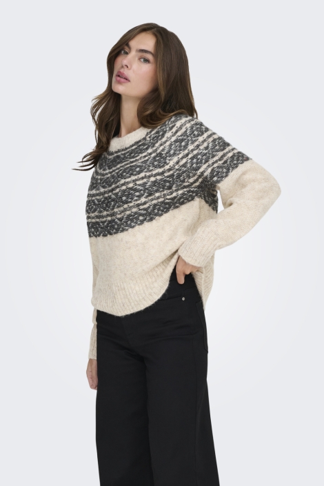 Only ecru dames trui | Model zijaanzicht