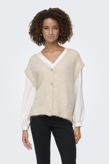 Only Vest ONLAZU SL BUTTON V-NECK WAISTCOAT K 15357220 SANDSHELL/MELANGE