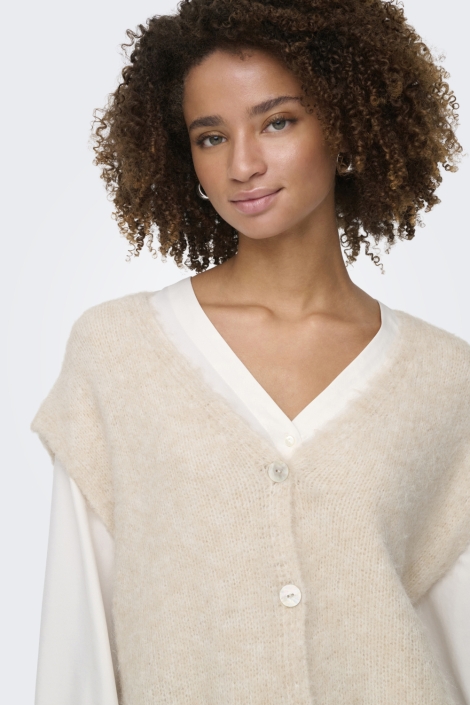Only beige dames gilet | Close up