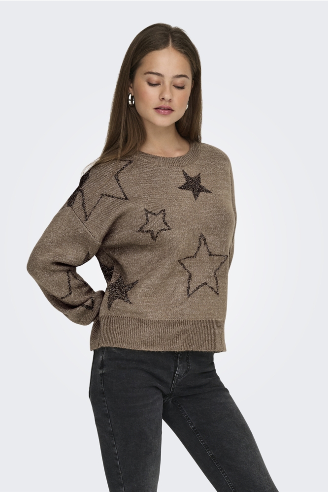 Only camel dames trui | Model vooraanzicht