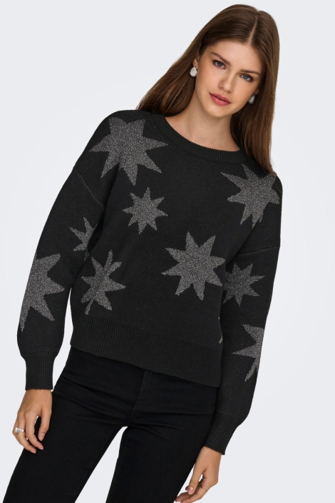 Only zwarte dames trui | Model vooraanzicht