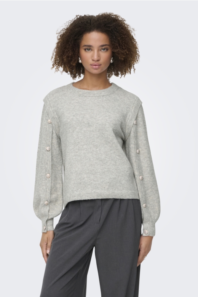 Only grijze dames trui | Model vooraanzicht