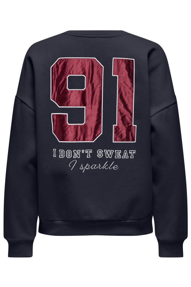 Only blauwe dames sweater | Achteraanzicht
