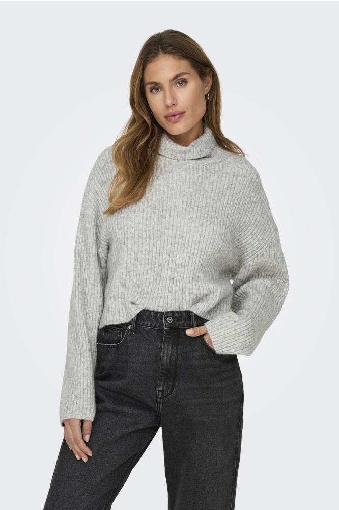 Only grijze dames trui | Model vooraanzicht