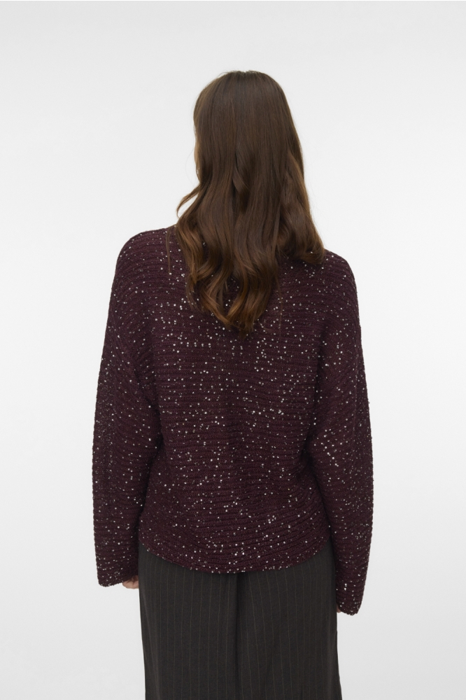 Vero Moda bordeaux dames trui | Model achteraanzicht