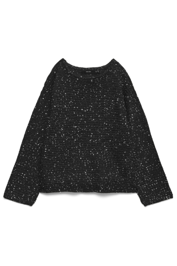 Vero Moda VMLEILANI STITCH LS BOATNECK PULLOV 10336582 Black/W. SILVER