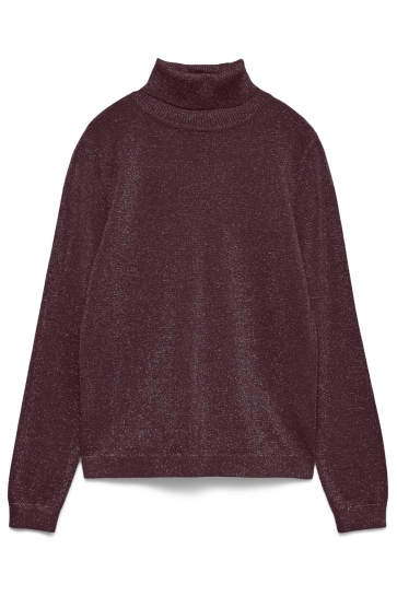 Vero Moda VMHAPPYGLITTER LS ROLLNECK PULLOVER 10317985 WINETASTING /W.DTM LUREX