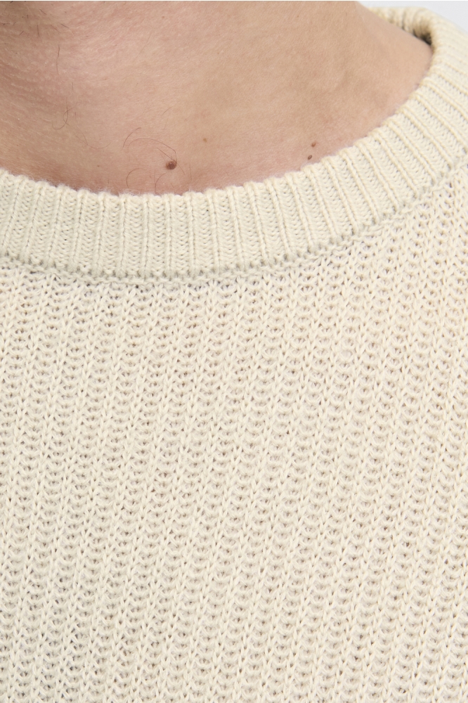 JJ Rebel ecru heren trui | Close up