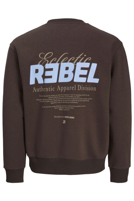 JJ Rebel bruine heren sweater | Achteraanzicht
