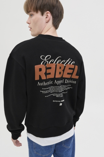 JJ Rebel Trui JREBJIM SWEAT CREW NECK SN 12279417 BLACK