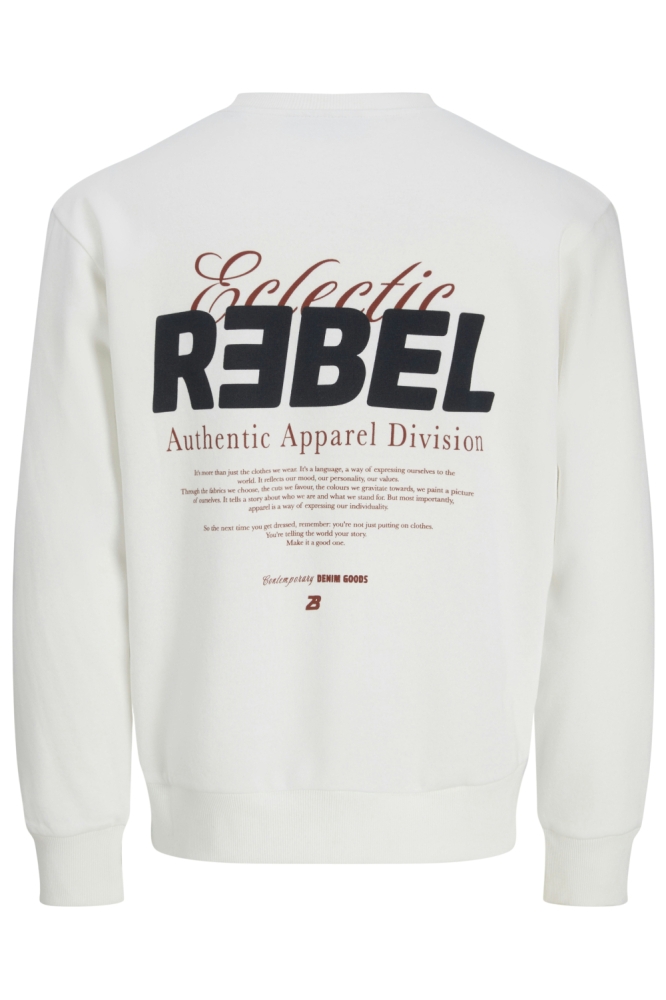 JJ Rebel witte heren sweater | Achteraanzicht