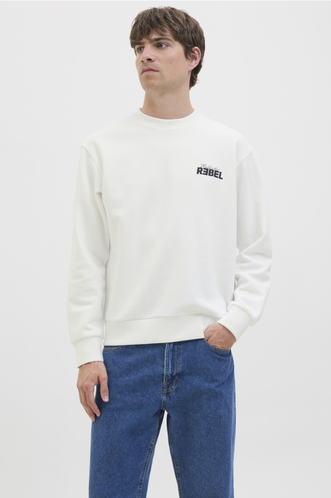 JJ Rebel witte heren sweater | Model vooraanzicht