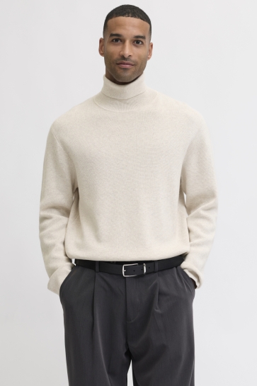 Jack & Jones JPRBLAMILANO STITCH KNIT ROLL NECK 12285093 CLOUD DANCER/MELANGE