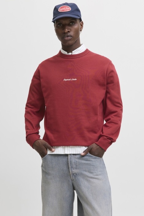 Jack & Jones rode heren sweater | Model vooraanzicht