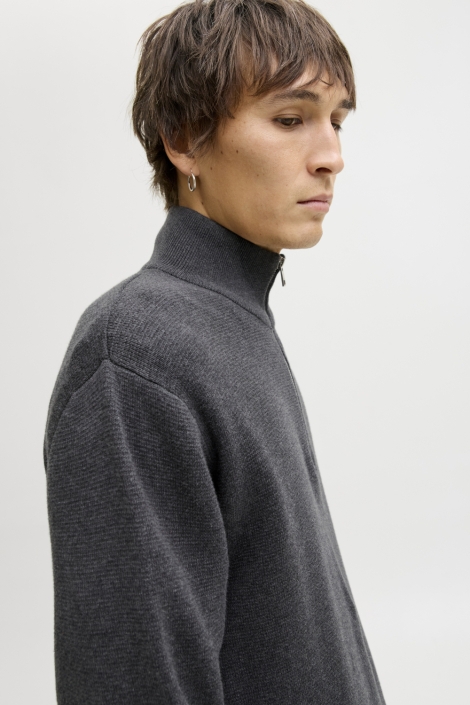 Jack & Jones grijze heren trui | Close up