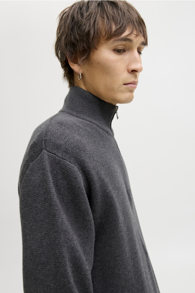 Jack & Jones grijze heren trui | Close up