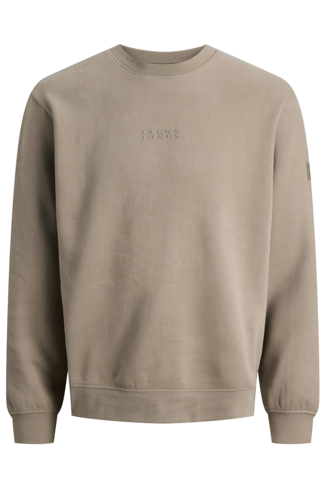 Jack & Jones taupe heren sweater | Vooraanzicht