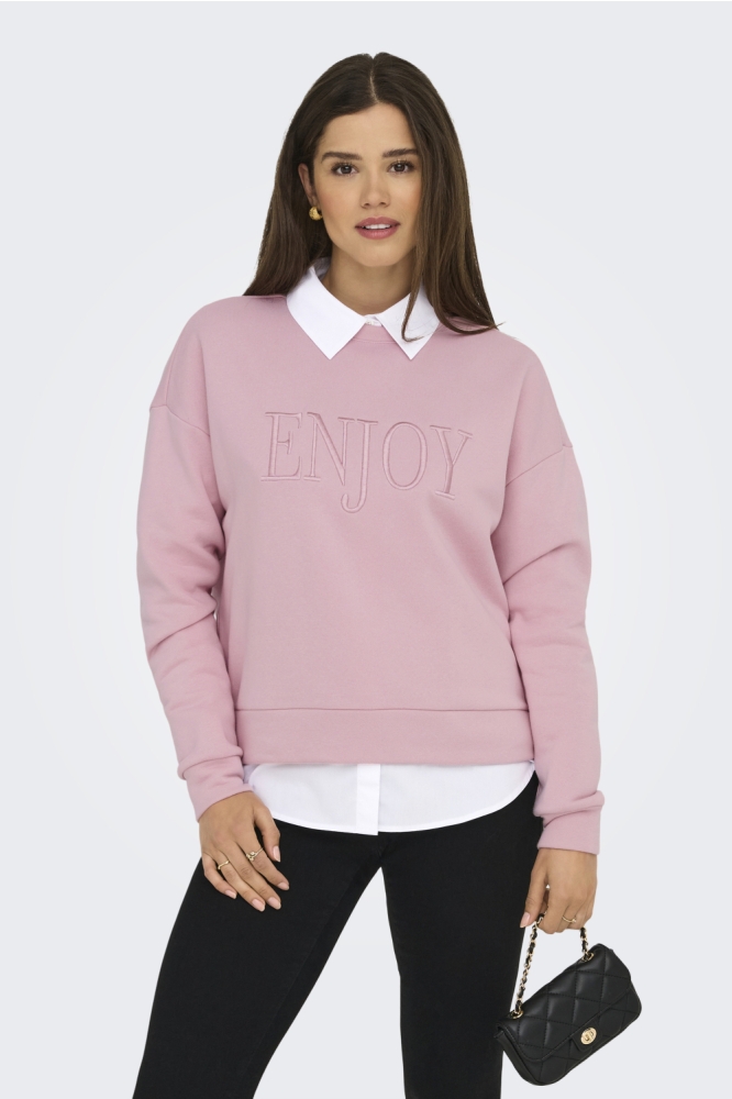 Only roze dames sweater | Model vooraanzicht