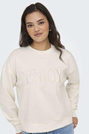 Only Trui ONLPAM L/S O-NECK BOX CC SWT 15352885 Egret/W. ENJOY