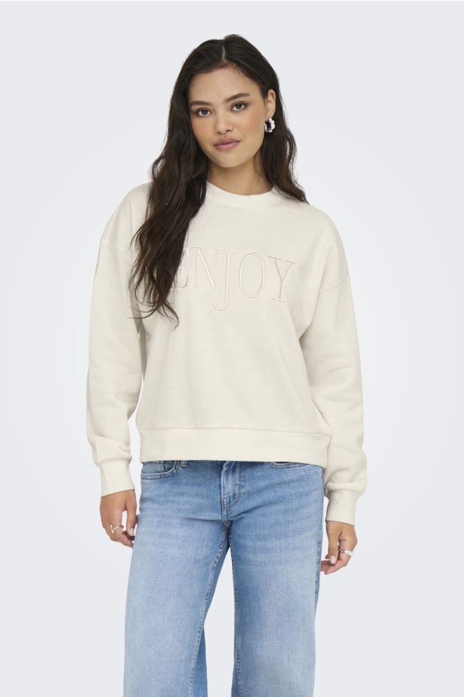 Only beige dames sweater | Model vooraanzicht