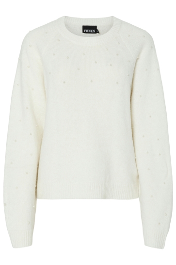Pieces Trui PCPAM LS O-NECK OVERSIZE PEARL KNIT 17160797 CLOUD DANCER/PEARL