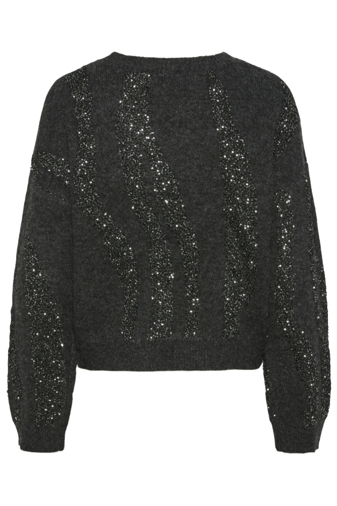 Pieces grijze dames trui | Achteraanzicht