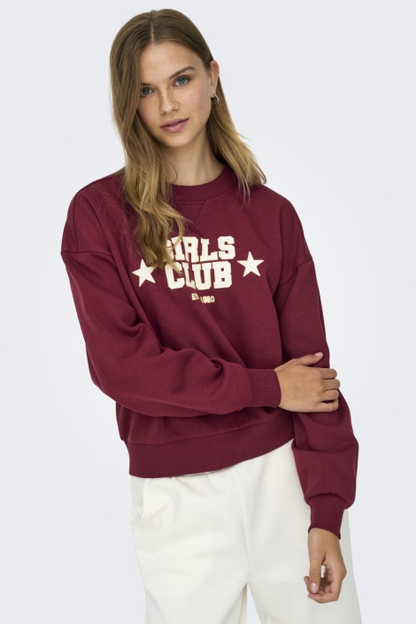 Only bordeaux dames sweater | Model vooraanzicht
