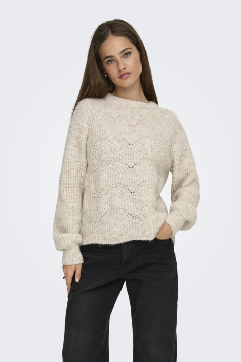 Only beige dames trui | Model vooraanzicht