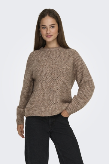 Only Trui ONLGILA LIFE LS STRUCTURE O-NECK BF 15358569 Toasted Coconut/Melange