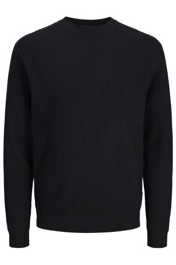 Jack & Jones JPRBLUBARKLEY KNIT CREW NECK CH LN 12286611 BLACK/SOLID