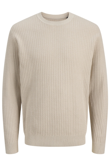 Jack & Jones JPRBLUBARKLEY KNIT CREW NECK CH LN 12286611 SIMPLY TAUPE/TWIST