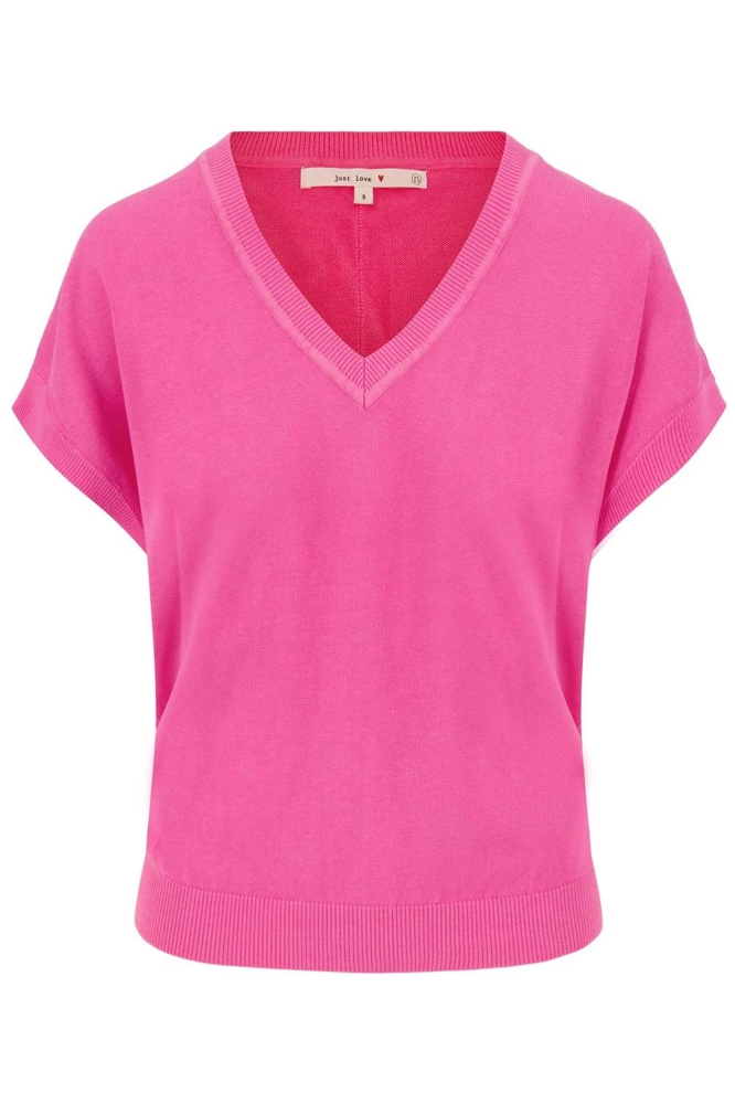 FIJNBREI TOP MET V HALS 0305 056 3015 FEL ROZE