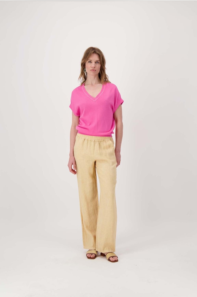 FIJNBREI TOP MET V HALS 0305 056 3015 FEL ROZE