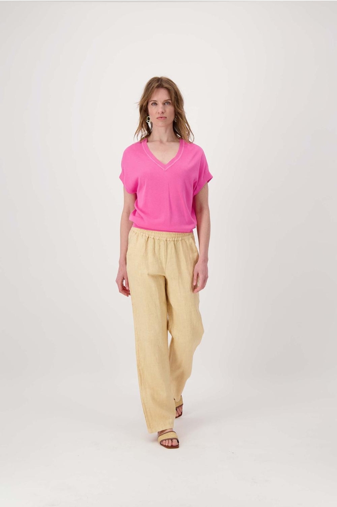 FIJNBREI TOP MET V HALS 0305 056 3015 FEL ROZE