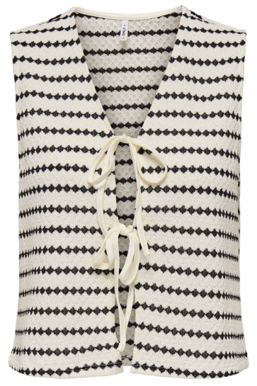 Only Vest ONLEVA S/L SHORT STRIPE VEST JRS 15348624 CLOUD DANCER/BLACK