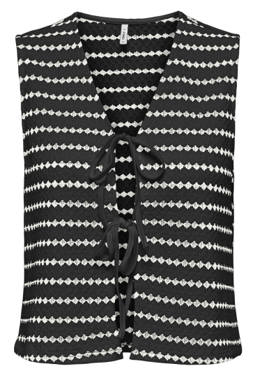 Only Vest ONLEVA S/L SHORT STRIPE VEST JRS 15348624 BLACK/CLOUD DANCER