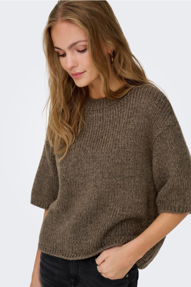 Jacqueline de Yong bruine dames trui | Model zijaanzicht