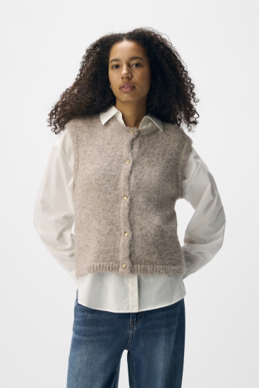 Object Vest OBJSAGGIA RE KNIT VEST CARDIGAN NOO 23048079 HUMUS/MELANGE