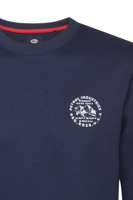 Petrol Industries blauwe heren sweater | Close up