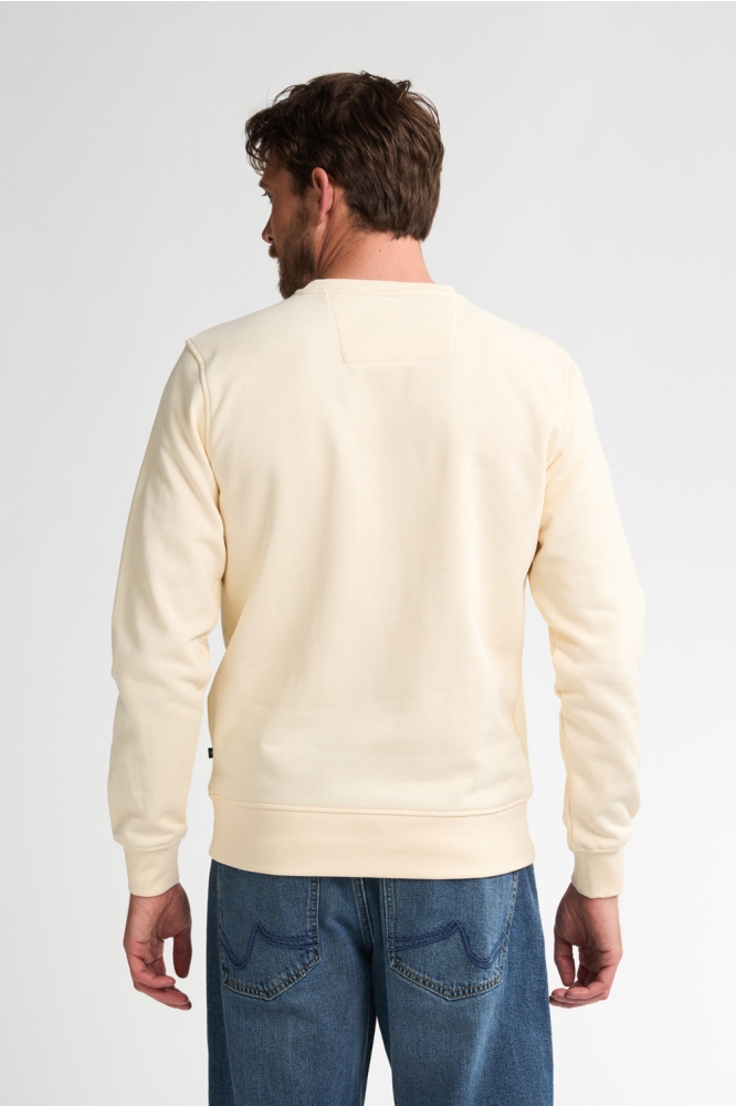 Petrol Industries beige heren trui | Model achteraanzicht